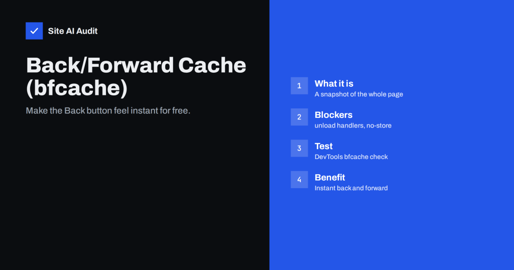 Back/Forward Cache: How to Make Back Navigation Instant