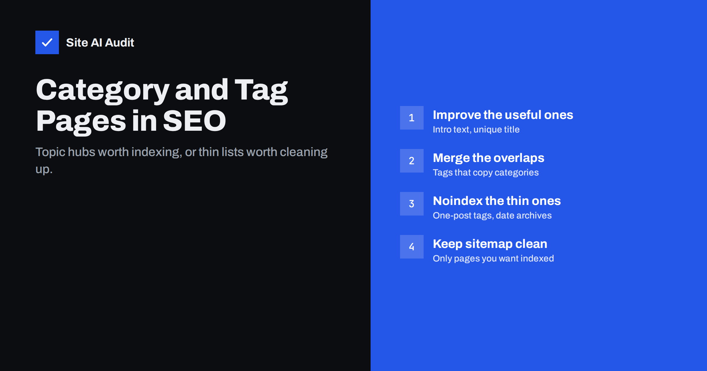 Category and Tag Pages in SEO: Index, Improve or Noindex?