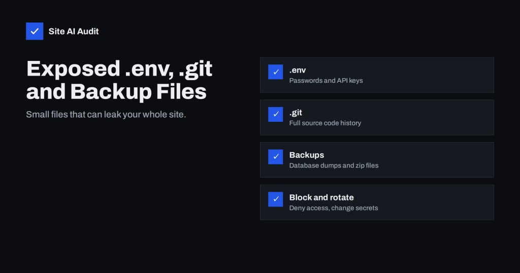 Exposed .env, .git and Backup Files: How to Find and Block Them