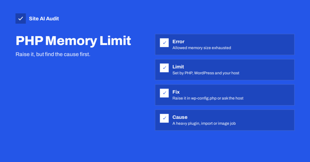PHP Memory Limit in WordPress: Errors, Causes and Safe Fixes