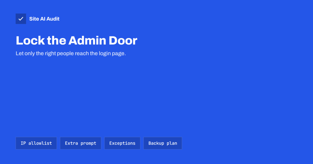 Restrict Your Admin Area by IP or Password Prompt