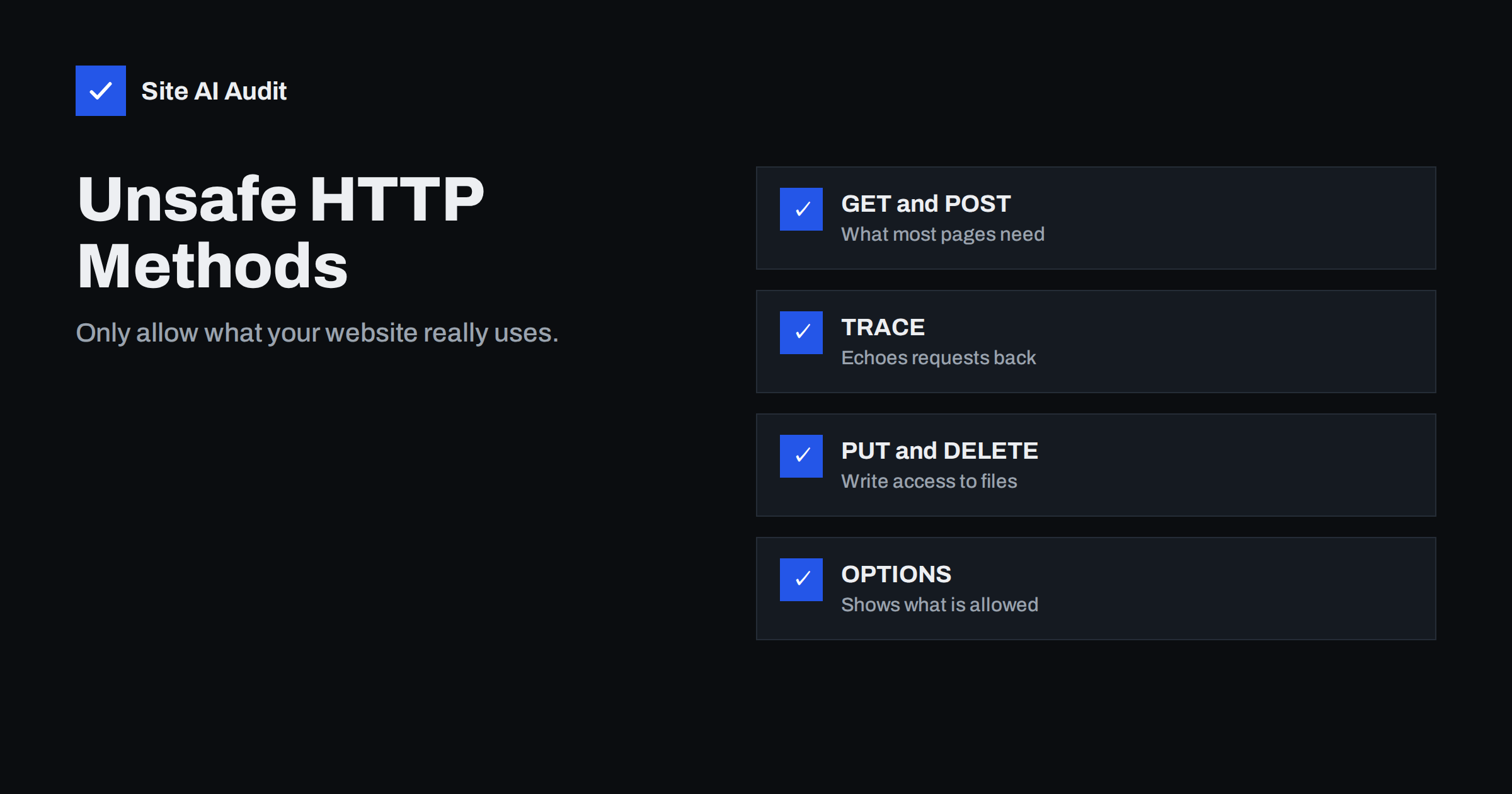 Unsafe HTTP Methods: Why TRACE, PUT and DELETE Should Be Off